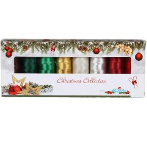 Mettler Thread Poly Sheen and Metallic Sewing Set; 8 Spools Christmas Color Collection