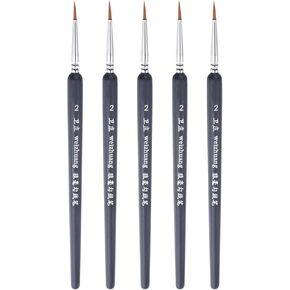 HARFINGTON 5pcs Detail Paint Brushes 3mm Pointed Tip 178mm Length Nylon Hair Miniature Painting Brush for Watercolor Oil Acrylic Painting(00000#), Pink