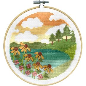 Design Works Crafts Lakeside Counted Cross Stitch Kit with Hoop