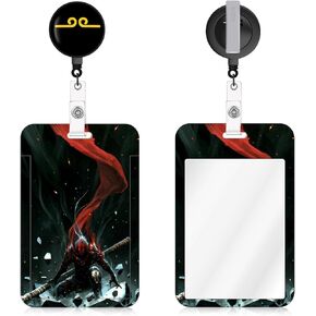 Anime Badge Holder with Retractable Reel Cool Satoru Name Tag Card Holder Anime ID Badge Retractable Clip with Cool Gojo Alligator Clip for Nurses Student Teacher Women Men