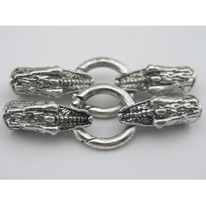 KONMAY 3 Sets Dia. 9.0mm Antique Brass Wolf Head Cord End Bracelet Clasps Connected by Spring Ring