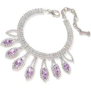 Dogs Kingdom Sparkle Crystal Dog Cat Collar Necklace Accessorise Elegant Faux Big Diamond Charming Collar Necklaces,Pink,S:8-10.5" Neck