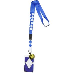 Power Rangers Blue Ranger Triceratops ID Lanyard Badge Holder w Character Card and Triceratops Emblem Rubber Pendant