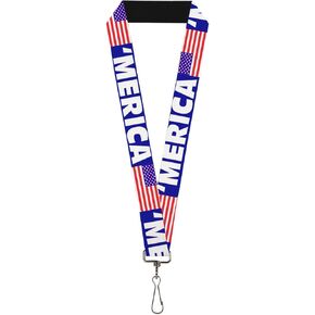 Buckle-Down Lanyard-1.0"-Merica/us Flag Blue/White/red