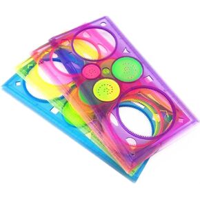 yueton 4pcs Transparent Colorful Plastic Washable Drawing Painting Graphics Stencils Scale Template Sets for Kid Craft, School Project