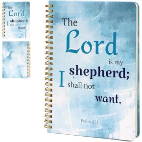 Spiral Notebook Lined for Women & Men, 100 GSM thick 140 Pages, Bible Verse Notebook for Bible study A5 size with Back Pocket