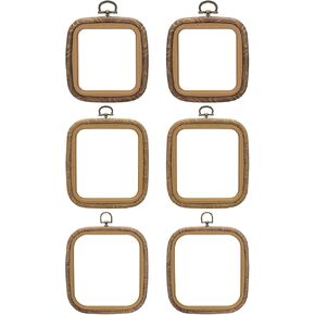 PATIKIL 3 Sizes Embroidery Hoops Set, 6 Pieces Imitated Wood Square Frame Cross Stitch Hoop Ring for Embroidery Art Craft Sewing Ornaments Hanging Decoration