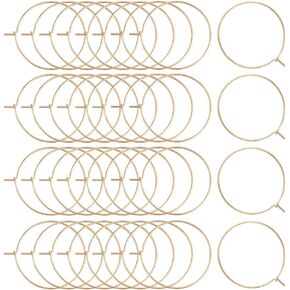 Beebeecraft 1 Box 100Pcs 25mm Wine Glass Charm Rings 18K Gold Plated 316 Stainless Steel Open Round Beading Earring Hoops Findings Supplies for Jewelry Making DIY Craft Kit