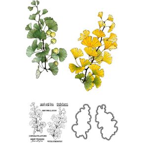 LZBRDY Birds on Branch Flower Leaves Thanks Life Song Wishes Words Stamps and Dies Set for Scrapbooking and Card Making