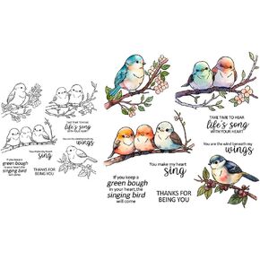 LZBRDY Birds on Branch Flower Leaves Thanks Life Song Wishes Words Stamps and Dies Set for Scrapbooking and Card Making in Kuwait