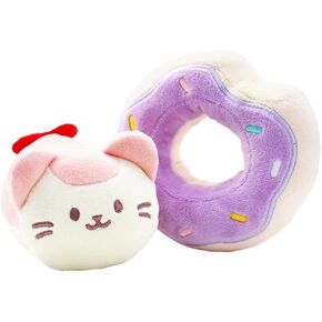 Anirollz Stuffed Animal Plush Toy – 6" Small Donut Doll |Soft, Squishy, Warm, Cute, Comfort, Safe | Birthday Pillow with Kawaii Kitty Cat in Lavender Donut Kittiroll