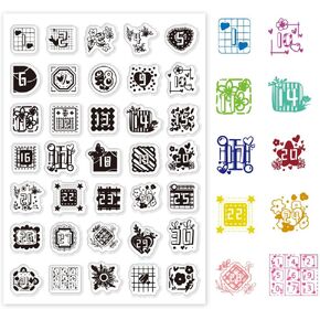 PH PandaHall Clear Stamps Grid Silicone Stamps Calendar Flower Clear Stamps for Card Making, Transparent Rubber Seal Stamps for DIY Photo Scrapbooking Paper Card Album Crafting Supplies