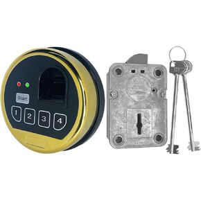 Fingerprint Gun Safe Replacement Lock, EMP Electronic Keypad Lock, Biometric Gun Safe Cabinet Lock Replacement, Left Swing Bolt Lock & 2 Override Keys, Gold Color Keypad Lock(Left Swing Bolt)