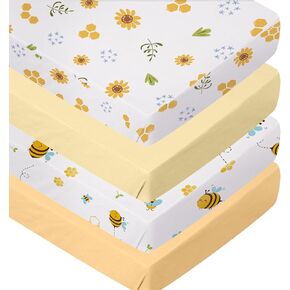 4 Pack Dinosaur Crib Sheets for Girls, Breathable Fitted Standard Crib Sheets Crib Sheets Girl for Standard Crib Mattress Baby Gift Set