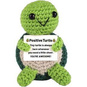 Positive Turtle, Mini Knitted Turtle Positive Turtle Crochet Positive Crochet Animals Emotional Support Potato Wool Doll Crochet Turtle for Motivational Gift Party Decoration(Green)