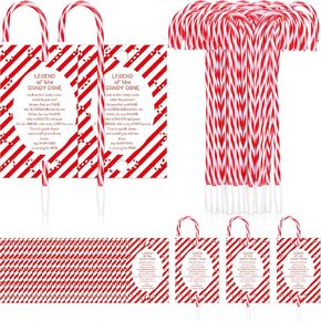 Qilery 30 Sets Christmas Candy Cane Pens Favors Christian Pens with Legend of Candy Cane Cards Xmas Jesus Ballpoint Pens with Black Ink Church Sunday School Supplies Party Gifts