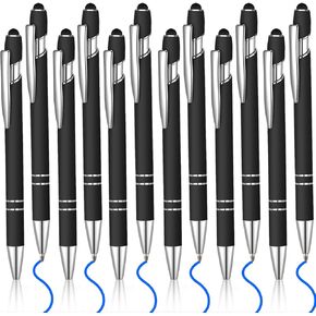 12 Pcs Blue Ink Ballpoint Pen with Stylus Tip, 1.0 mm Metal Pen Stylus Pen for Touch Screens, 2 in 1 Thank You Pen Gift for Friends, Colleagues, Coworker, Office, Family(Rainbow)