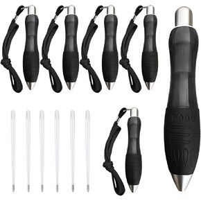 Big Fat Pens (12 Pack) Aids Writing For Tremor, Arthritis, Parkinson, Handicap, Carpal Tunnel Large Wide Grip Pens Retractable Ballpoint Pens (6 Pens + 6 Extra Refills)(Black)