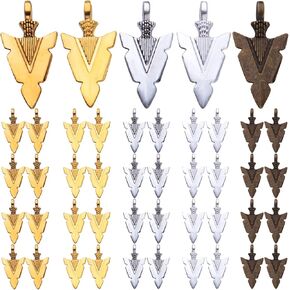 50pcs Arrowhead Charms Tibetan Alloy Vintage Arrow Pendants Jewelry Charms for DIY Bracelet Necklace Crafts Jewelry Making Supplies Handmade Decoration, 5 Colors