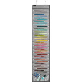 Hanging Pencil Holder Classroom Pencil Parking Pocket Chart Numbered Pencil Dispenser Organizer as Back to School Essentials (1 Pack-Grey)