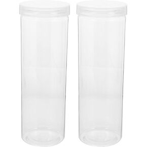 EXCEART Ballpoint Pen Case Holder, 2pcs Plastic Paint Brush Case Clear Long Tube Storage Paintbrush Organizer Pencil Container Watercolor Pen Box for Makeup Artist Travel