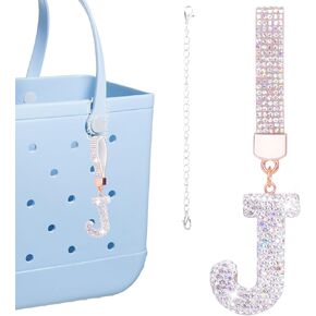 Mity Rain Diamond Letters Charms for Bogg Bag Accessories, Alphabet Letters Tassel Compatible with Original All Models, DIY (White E)
