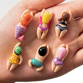 FUNSHOWCASE Miniature Swimmers Figurines Epoxy Art Children Resin Inlay Casting Decoration, Diorama Terrarium 1" Height 6 Assortment #4540-4545