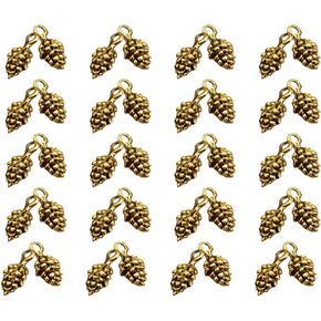 EXCEART 50pcs Mini Pine Cone Charms Pendants Christmas Charms Nature Nuts Charm Pinecone Beads Jewelry Making Findings DIY Accessories (Antique Gold)