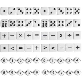 Teaching Dice 16mm Math Dice Games for Kids 8-12 for Math Teaching Classroom Supplies Acrylic Material (10Pcs Math Operation Dice + 10Pcs Number Dice + 10Pcs Dot Dice)