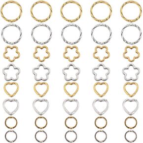 SUNNYCLUE 1 Box 96Pcs Hollow Flower Bead Frame Charm Gold Alloy Round Beading Frame Sliver Bulk Tibetan Metal Heart Spacer Bead Frames for Jewelry Making Supplies DIY Crafts Bracelets Necklace Women