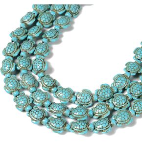 Faittd 1.5mm Hole Blue Howlite Turquoise Turtle Beads 15x18mm 15.5" Strand for Jewelry Making, Arts and Craft L8