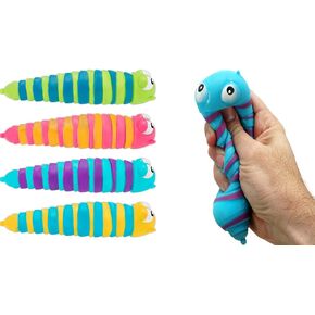 JA-RU Squeeze Squishy Sensory Caterpillar Slug Toy (1 Caterpillar) Stretchy Rainbow Worm for Baby Toddler Kids Boys & Girl. Stress Relief Therapy Autism ADHD Exercise Fidget Toy. Birthday Gift 4351-1