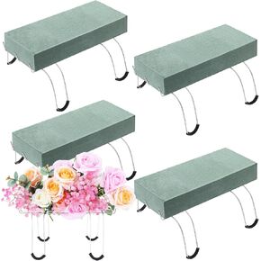 4 Pack Headstone Flower Saddle 12 Inch Grave Saddles for Cemetery Headstones for Graves Wire Rustproof Galvanized Tombstone Saddle with Floral Foam for Grave Headstone Cemetery Floral Decorations