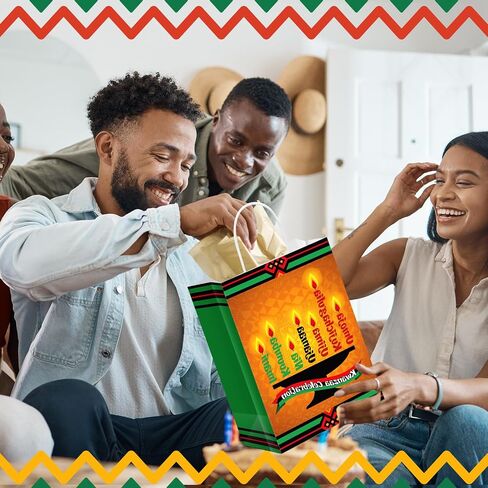 12 قطعة من أكياس هدايا كوانزا من Abbylike، أكياس هدايا ورقية من Kwanzaa مع مقبض، حقائب هدايا للحفلات من Kwanzaa، حقائب حلوى جيدة لتزيين مستلزمات الحفلات من Kwanzaa in Kuwait