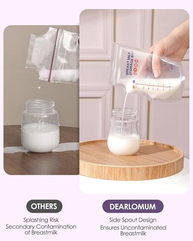 أكياس تخزين حليب الأم الخالية من مادة BPA من Dearlomum - 60 قطعة، 3 أونصة، قائمة بذاتها مع فوهة صب، شكل مسطح موفر للمساحة، مثالية للرضاعة الطبيعية وتخزين الحليب والتبريد والتجميد in Kuwait