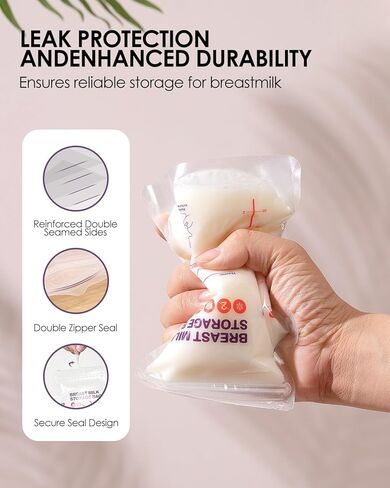 أكياس تخزين حليب الأم الخالية من مادة BPA من Dearlomum - 60 قطعة، 3 أونصة، قائمة بذاتها مع فوهة صب، شكل مسطح موفر للمساحة، مثالية للرضاعة الطبيعية وتخزين الحليب والتبريد والتجميد in Kuwait