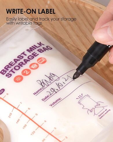 أكياس تخزين حليب الأم الخالية من مادة BPA من Dearlomum - 60 قطعة، 3 أونصة، قائمة بذاتها مع فوهة صب، شكل مسطح موفر للمساحة، مثالية للرضاعة الطبيعية وتخزين الحليب والتبريد والتجميد in Kuwait