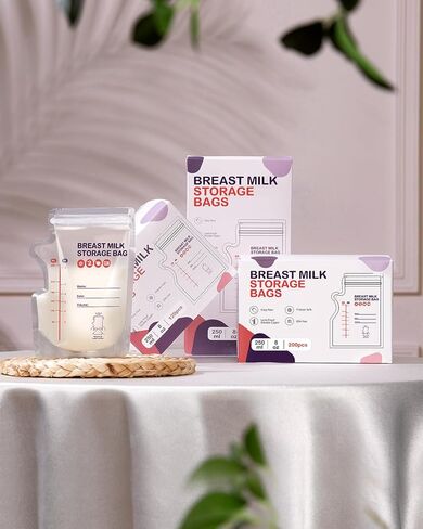 أكياس تخزين حليب الأم الخالية من مادة BPA من Dearlomum - 60 قطعة، 3 أونصة، قائمة بذاتها مع فوهة صب، شكل مسطح موفر للمساحة، مثالية للرضاعة الطبيعية وتخزين الحليب والتبريد والتجميد in Kuwait