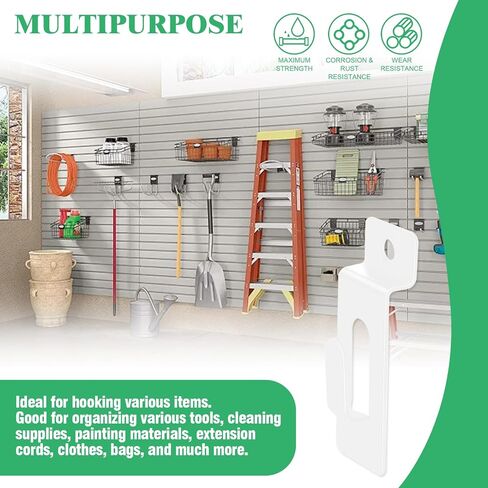 60Pcs Slatwall Utility Notch Hook Metal Slat Wall Display Hangers Picture Hook Slatwall Accessories for Photo Frame Painting Artworks Panel Pegboard Slat Grid Shelf Hanging Display (White) in Saudi Arabia