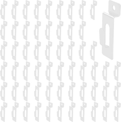 60Pcs Slatwall Utility Notch Hook Metal Slat Wall Display Hangers Picture Hook Slatwall Accessories for Photo Frame Painting Artworks Panel Pegboard Slat Grid Shelf Hanging Display (White) in Saudi Arabia