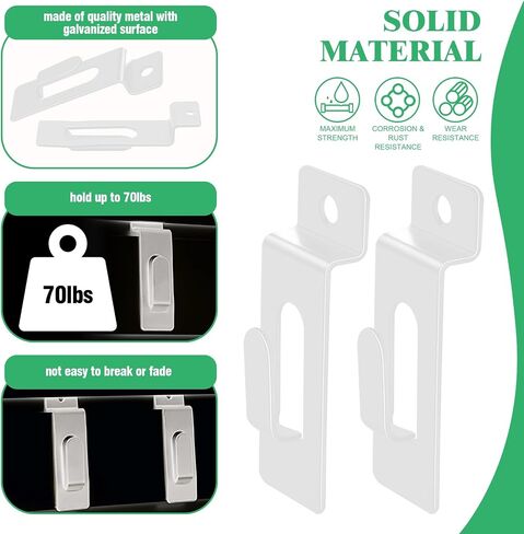 60Pcs Slatwall Utility Notch Hook Metal Slat Wall Display Hangers Picture Hook Slatwall Accessories for Photo Frame Painting Artworks Panel Pegboard Slat Grid Shelf Hanging Display (White) in Saudi Arabia
