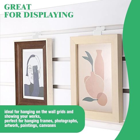 60Pcs Slatwall Utility Notch Hook Metal Slat Wall Display Hangers Picture Hook Slatwall Accessories for Photo Frame Painting Artworks Panel Pegboard Slat Grid Shelf Hanging Display (White) in Saudi Arabia