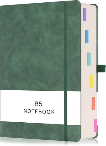 دفتر عمل EUSOAR، 360 صفحة كبيرة مقاس A4 8.5 بوصة × 11 بوصة سميكة من الجلد الصناعي، مجلة مبطنة بسمك 100 جرام في المتر المربع، دفتر أعمال في الحرم الجامعي مع حامل قلم جيب - أخضر in Kuwait