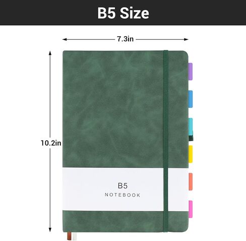 دفتر عمل EUSOAR، 360 صفحة كبيرة مقاس A4 8.5 بوصة × 11 بوصة سميكة من الجلد الصناعي، مجلة مبطنة بسمك 100 جرام في المتر المربع، دفتر أعمال في الحرم الجامعي مع حامل قلم جيب - أخضر in Kuwait