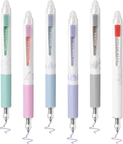 6 قطع من أقلام الجل القابلة للمسح القابلة للسحب من تيماري، تجعل الأخطاء تختفي، 4 قلم حبر جل أزرق و1 أسود و1 أحمر بدون تلطخ لرسم مخطط الكتابة واللوازم المدرسية in Kuwait