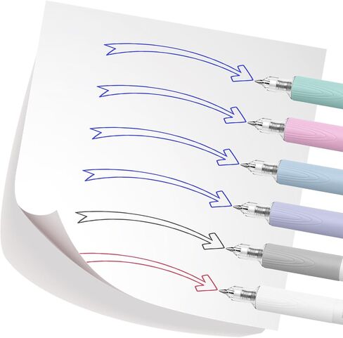 6 قطع من أقلام الجل القابلة للمسح القابلة للسحب من تيماري، تجعل الأخطاء تختفي، 4 قلم حبر جل أزرق و1 أسود و1 أحمر بدون تلطخ لرسم مخطط الكتابة واللوازم المدرسية in Kuwait