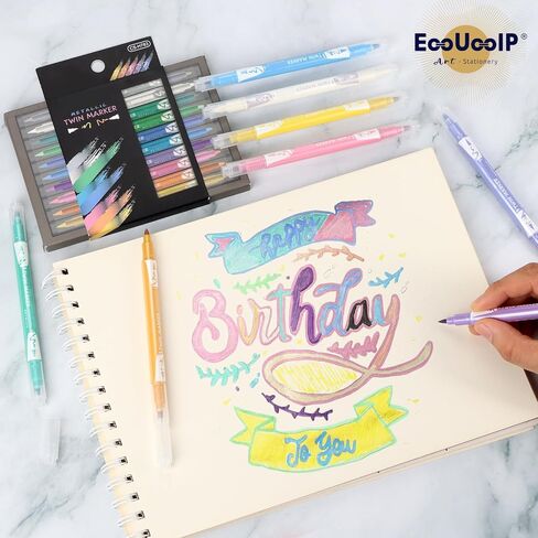 أقلام برأس من اللباد من EooUooIP، 10 قطع من أقلام الخط بألوان متنوعة وفرشاة قلم وفرشاة فنية وعلامة مائية ومجموعة أقلام يومية للحروف والخط in Kuwait