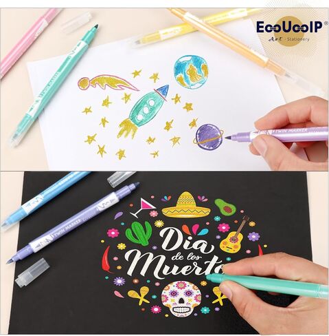 أقلام برأس من اللباد من EooUooIP، 10 قطع من أقلام الخط بألوان متنوعة وفرشاة قلم وفرشاة فنية وعلامة مائية ومجموعة أقلام يومية للحروف والخط in Kuwait