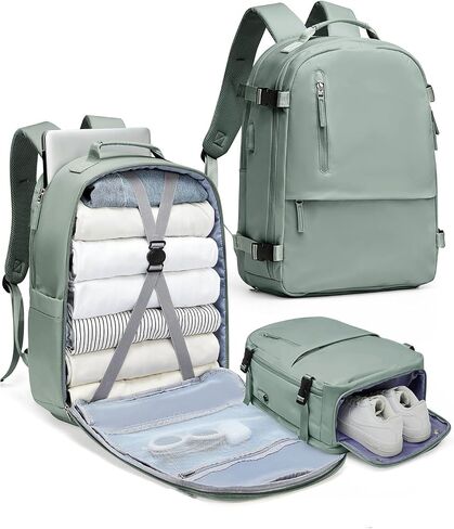 SEAFEW Carry On Backpack, Travel Backpack for Women Men Flight Approved, Personal Item Travel Bag for Airplanes, 14-15.6 Inch Laptop Business Backpack, Casual Daypack Gym Hiking Bakpack Green in Kuwait