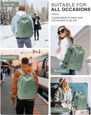 SEAFEW Carry On Backpack, Travel Backpack for Women Men Flight Approved, Personal Item Travel Bag for Airplanes, 14-15.6 Inch Laptop Business Backpack, Casual Daypack Gym Hiking Bakpack Green in Kuwait